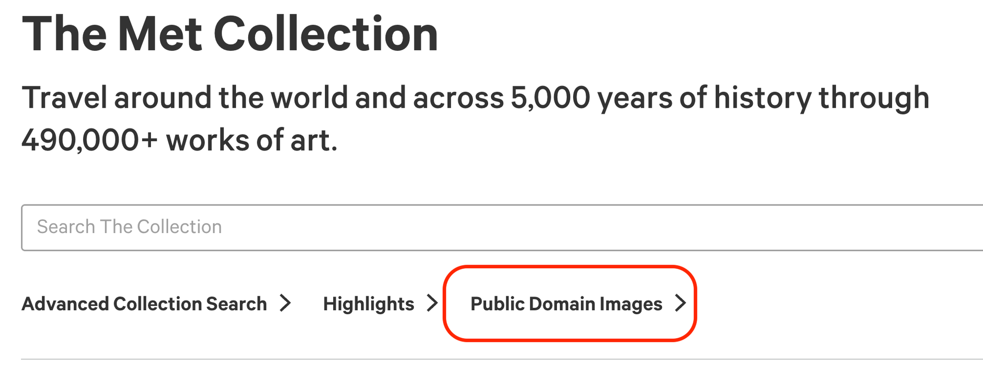 MET collection search | public domain images