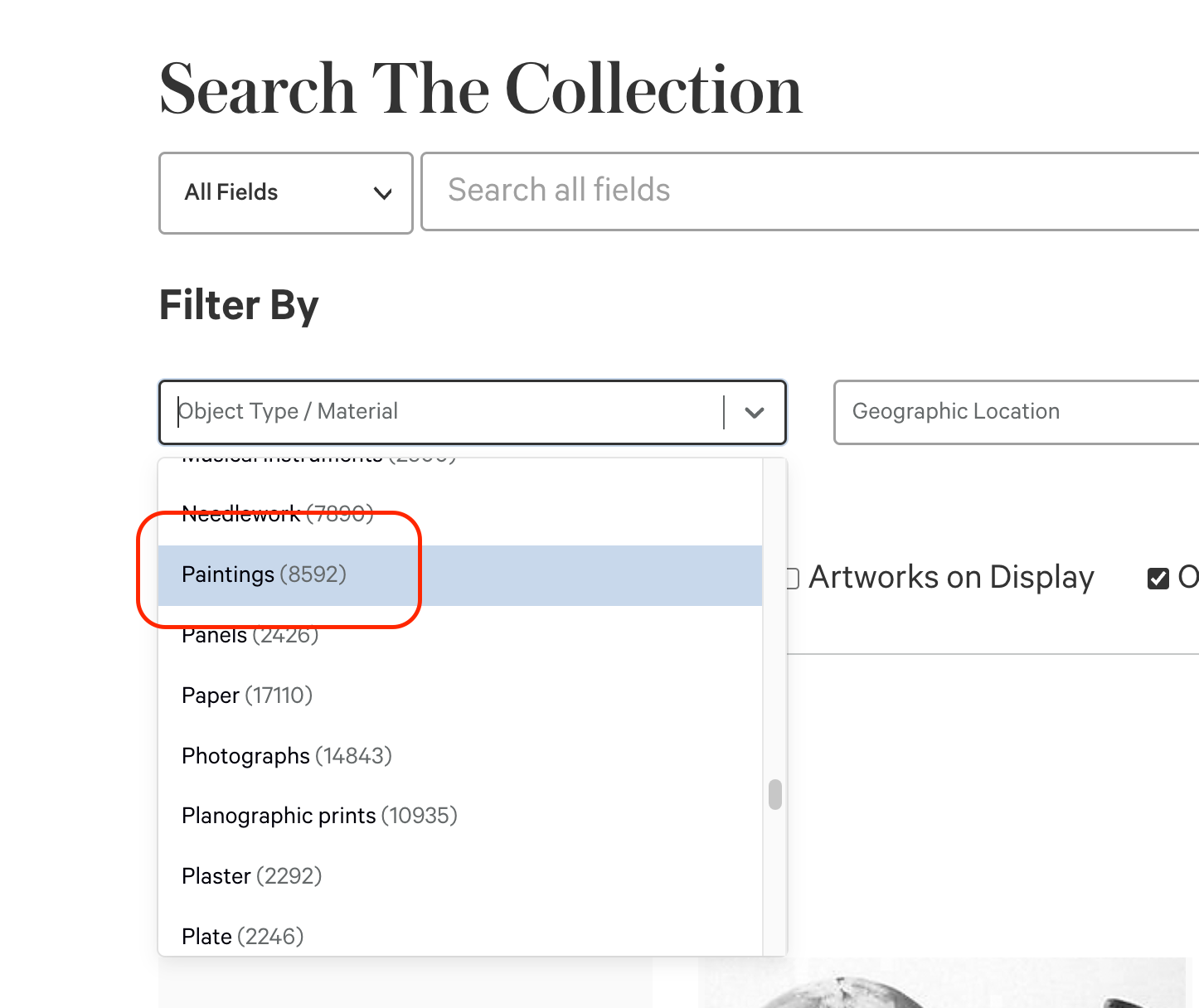 MET collection search page | Paintings